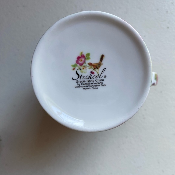 Set of 6 Stechcol Gracie Mugs Floral Bone China Bird Sparrow White Pink - Picture 5 of 6